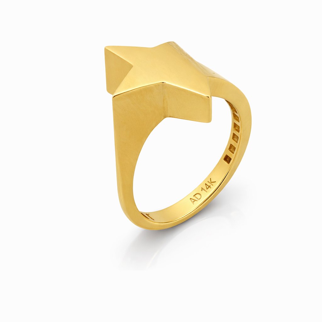 14K Yellow Gold Star Statement Women’s Ring