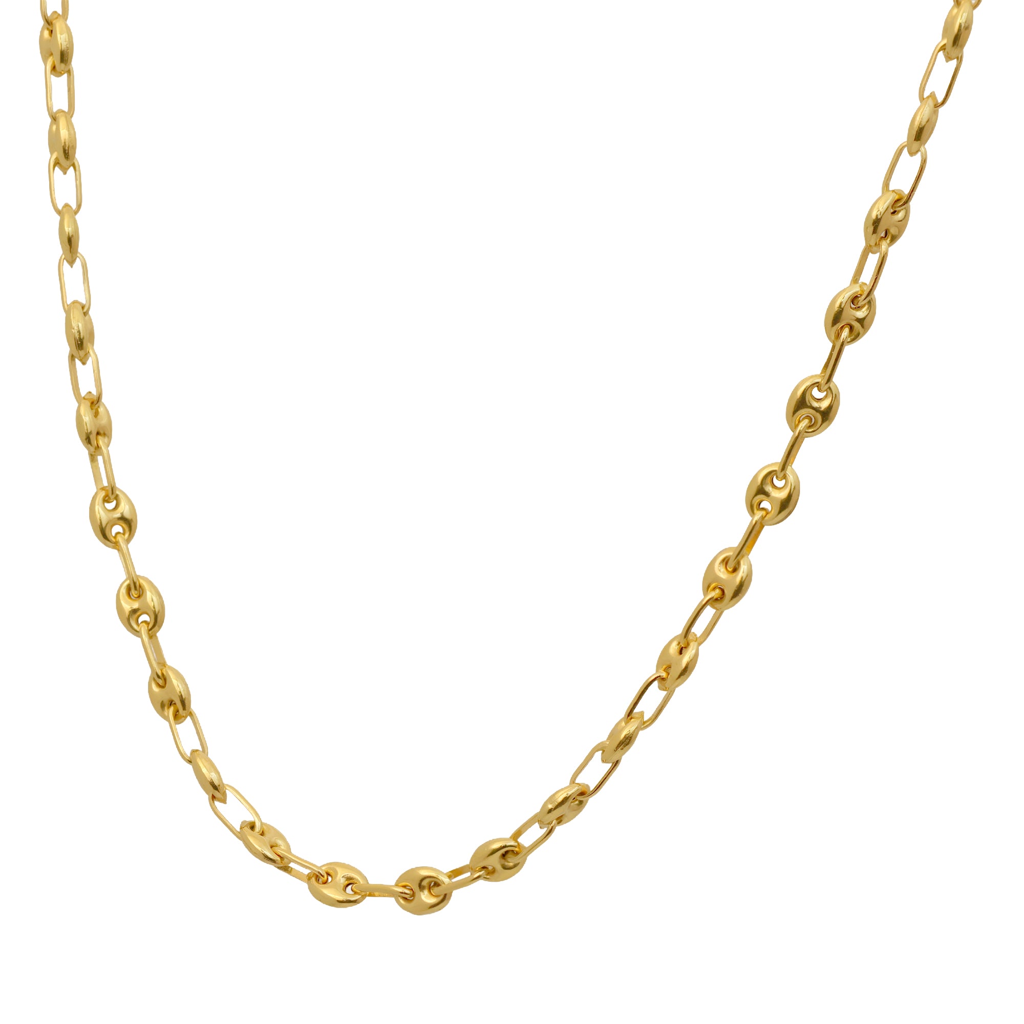 18K Yellow Gold Puffed Mariner Chain - 16x4mm - 8.5g