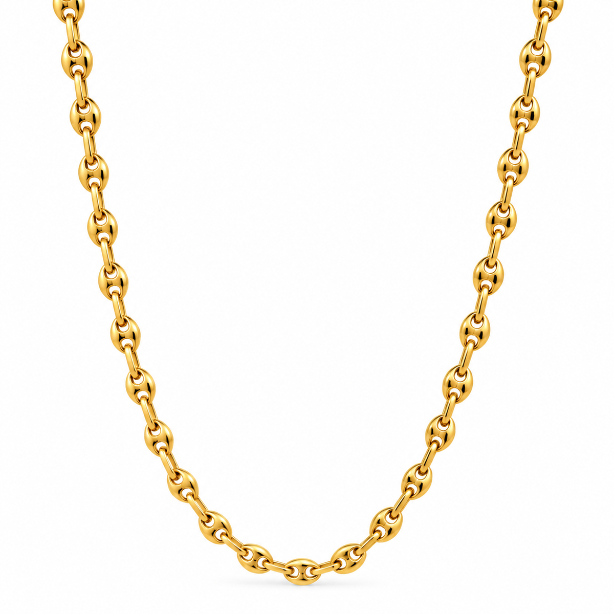 18K Yellow Gold Puffed Mariner Chain - 20'' x 4mm