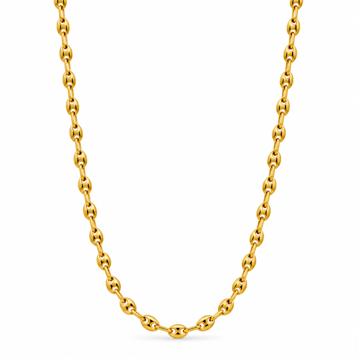 18K Yellow Gold Puffed Mariner Chain - 17.5'' x 9mm