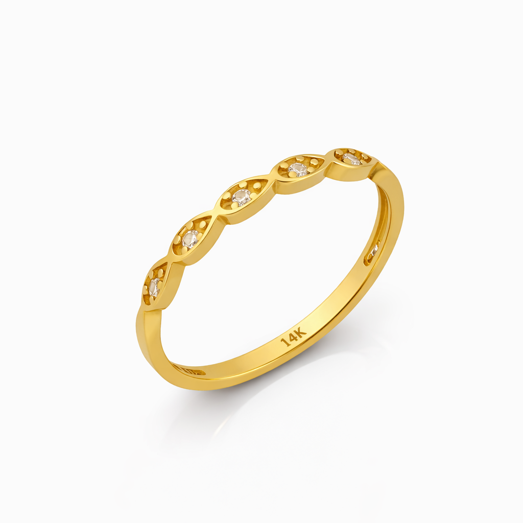 14K Yellow Gold Bezel-Set CZ Station Band Ring