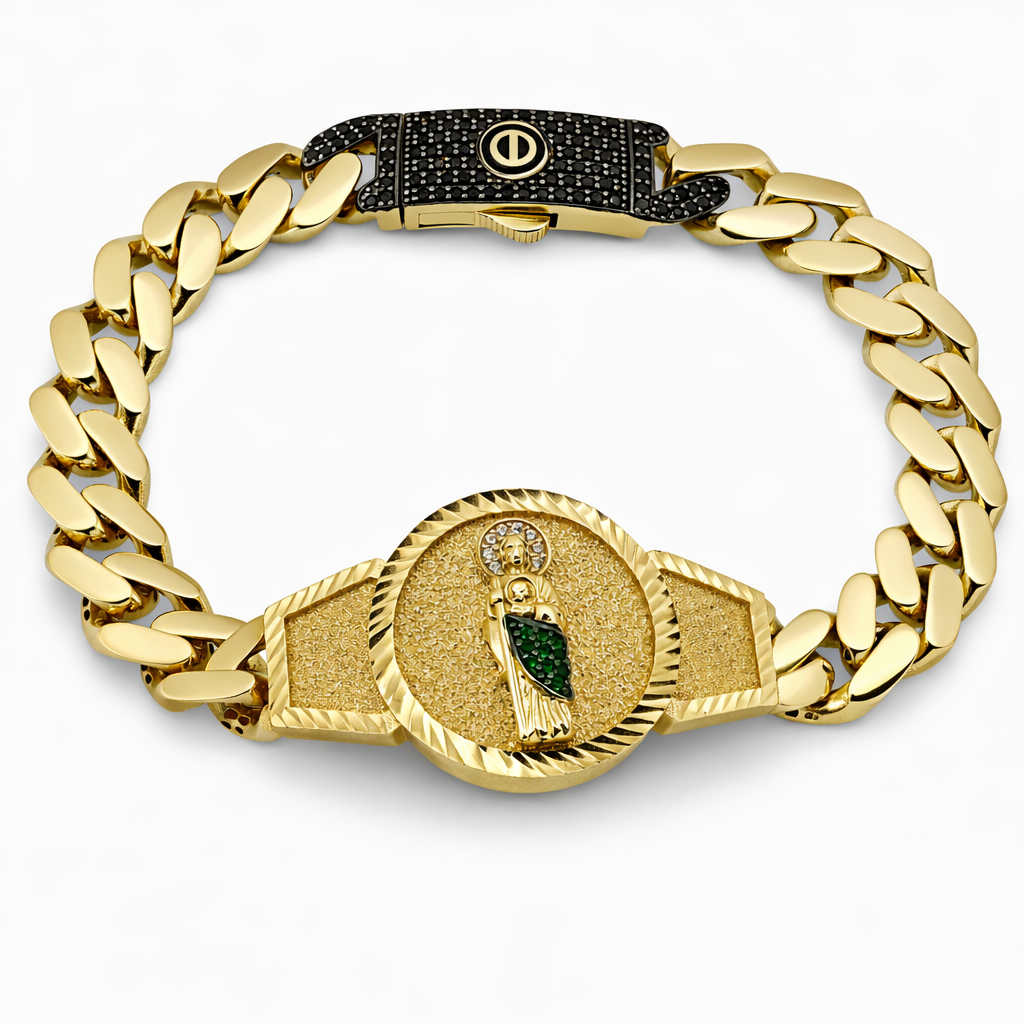 14K Yellow Gold Cuban Link-St. Jude Bracelet